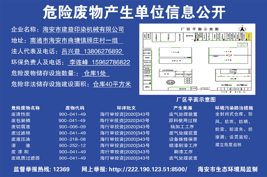 危險(xiǎn)廢物產(chǎn)生單位信息公開公示